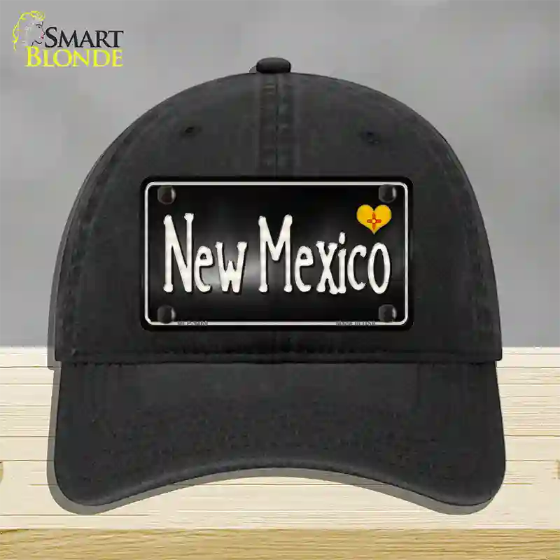 New Mexico Flag Script Novelty License Plate Hat Unconstructed Cotton / Black