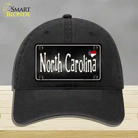 North Carolina Flag Script Novelty License Plate Hat Unconstructed Cotton / Black