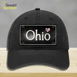 Ohio Flag Script Novelty License Plate Hat Unconstructed Cotton / Black