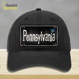 Pennsylvania Flag Script Novelty License Plate Hat Unconstructed Cotton / Black