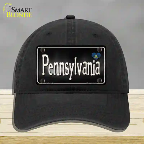 Pennsylvania Flag Script Novelty License Plate Hat Unconstructed Cotton / Black