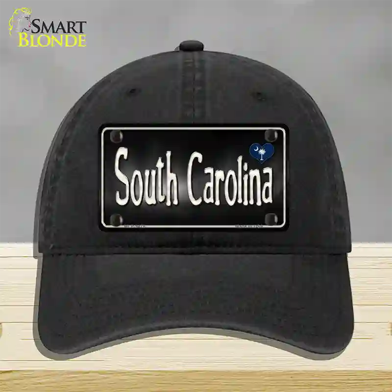 South Carolina Flag Script Novelty License Plate Hat Unconstructed Cotton / Black