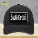 South Carolina Flag Script Novelty License Plate Hat Unconstructed Cotton / Black