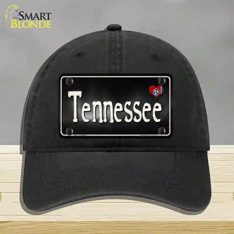 Tennessee Flag Script Novelty License Plate Hat Unconstructed Cotton / Black