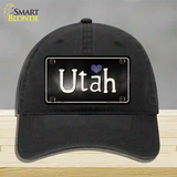 Utah Flag Script Novelty License Plate Hat Unconstructed Cotton / Black