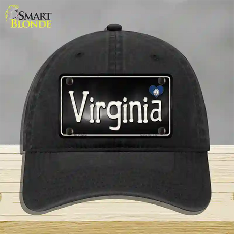 Virginia Flag Script Novelty License Plate Hat Unconstructed Cotton / Black