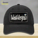 West Virginia Flag Script Novelty License Plate Hat Unconstructed Cotton / Black