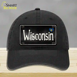 Wisconsin Flag Script Novelty License Plate Hat Unconstructed Cotton / Black