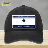 South Carolina I Breathe Blank Novelty License Plate Hat Unconstructed Cotton / Black