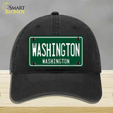 Washington Vintage Green Novelty License Plate Hat Unconstructed Cotton / Black