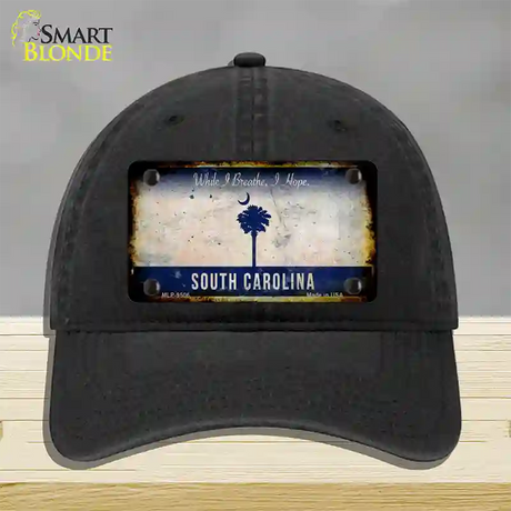 South Carolina I Breathe Rusty Blank Novelty License Plate Hat Unconstructed Cotton / Black