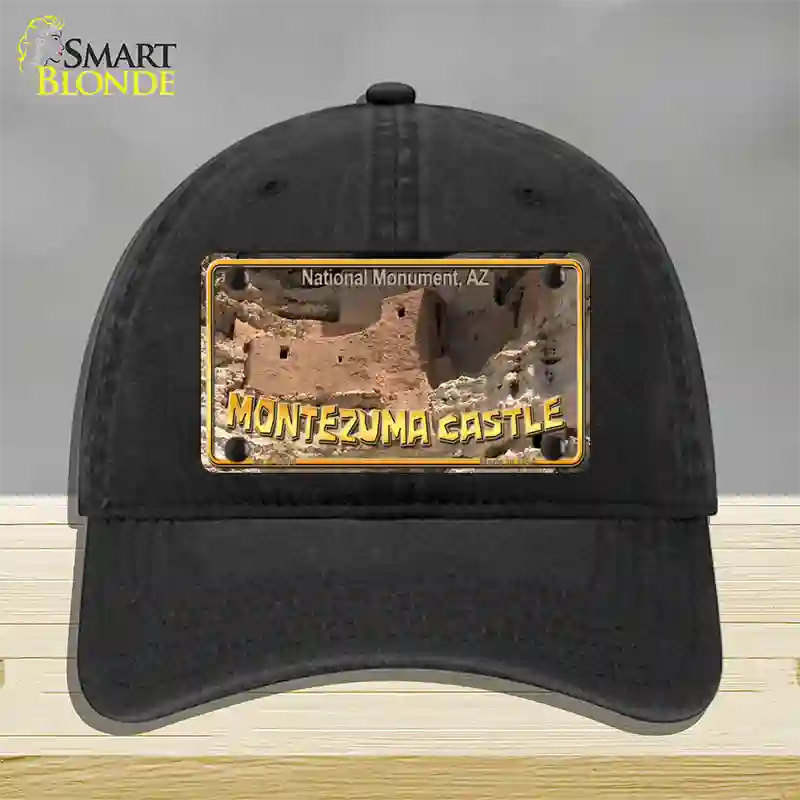 Montezuma Castle Novelty License Plate Hat Unconstructed Cotton / Black