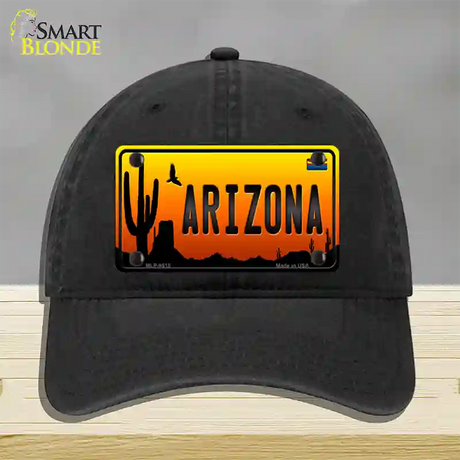 Arizona Scenic Novelty License Plate Hat Unconstructed Cotton / Black