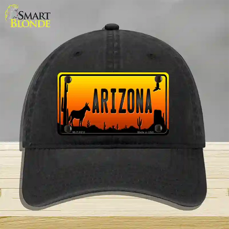 Donkey Arizona Scenic Novelty License Plate Hat Unconstructed Cotton / Black