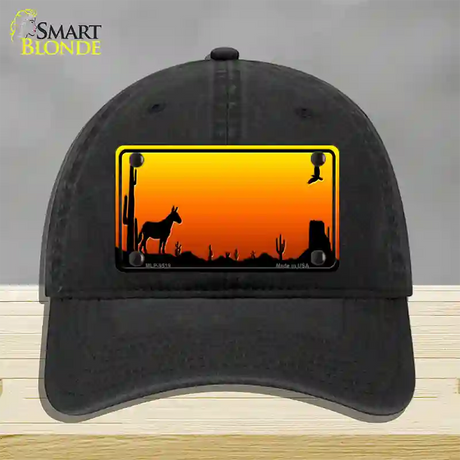 Donkey Blank Scenic Novelty License Plate Hat Unconstructed Cotton / Black