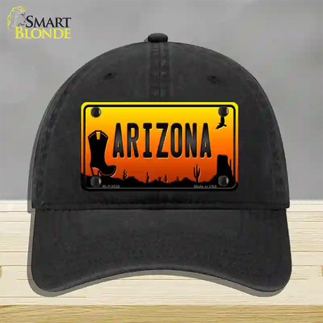 Boot Arizona Scenic Novelty License Plate Hat Unconstructed Cotton / Black