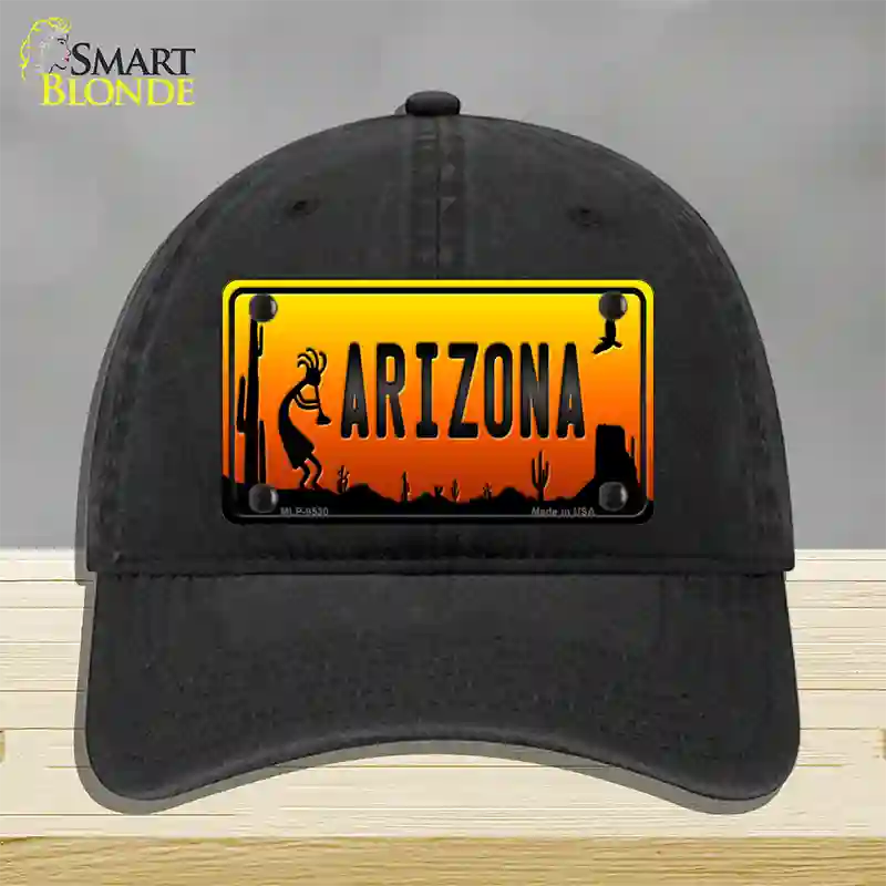 Kokopelli Arizona Scenic Novelty License Plate Hat Unconstructed Cotton / Black