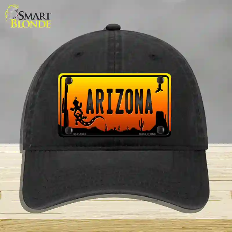 Lizard Arizona Scenic Novelty License Plate Hat Unconstructed Cotton / Black