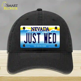 Just Wed Nevada Novelty License Plate Hat Unconstructed Cotton / Black