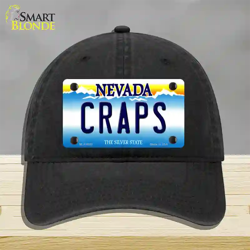 Craps Nevada Novelty License Plate Hat Unconstructed Cotton / Black