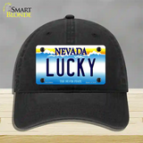 Lucky Nevada Novelty License Plate Hat Unconstructed Cotton / Black