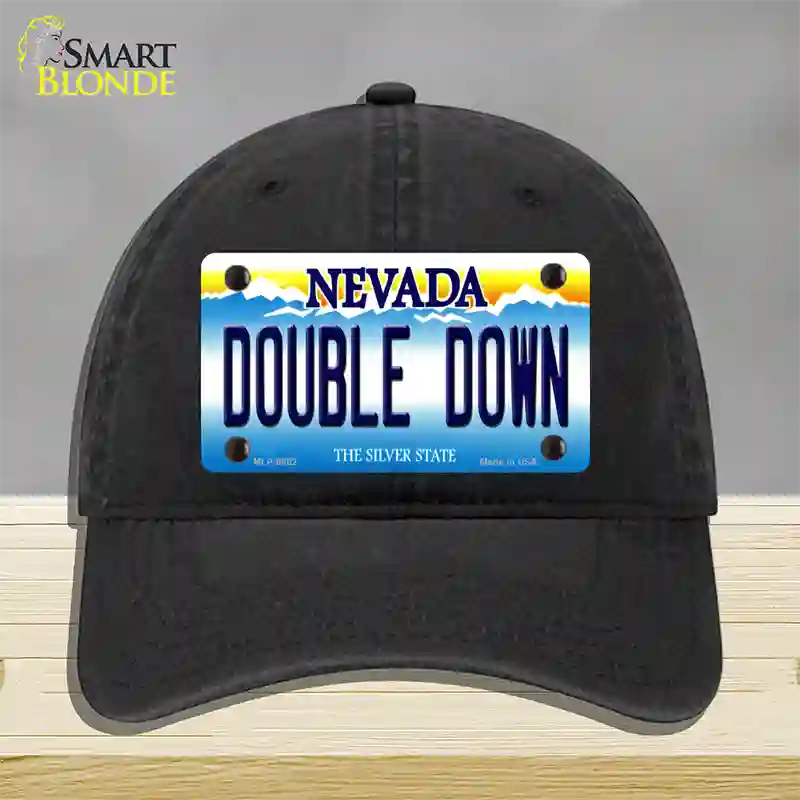 Double Down Nevada Novelty License Plate Hat Unconstructed Cotton / Black