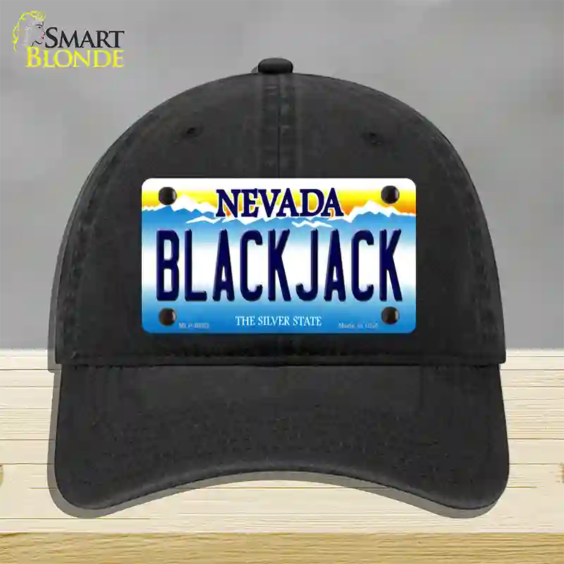 Black Jack Nevada Novelty License Plate Hat Unconstructed Cotton / Black