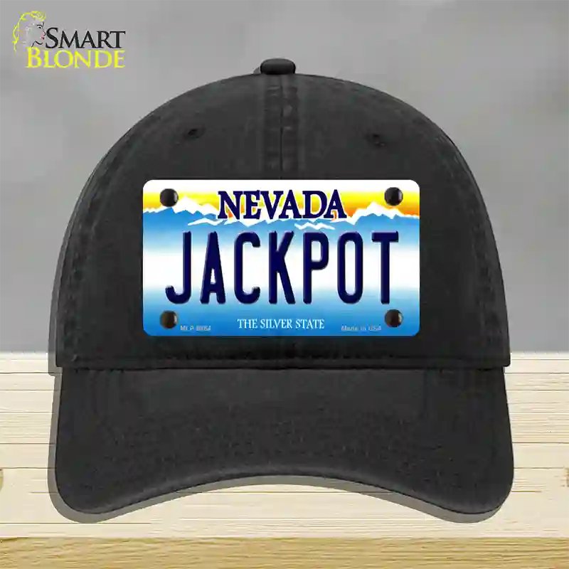 Jack Pot Nevada Novelty License Plate Hat Unconstructed Cotton / Black