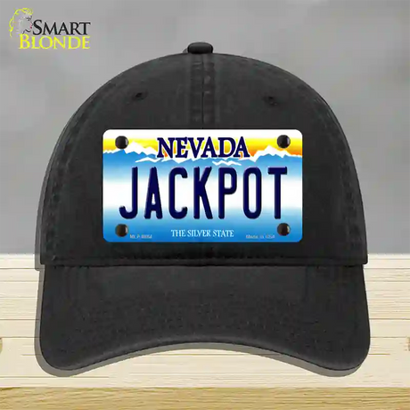 Jack Pot Nevada Novelty License Plate Hat Unconstructed Cotton / Black