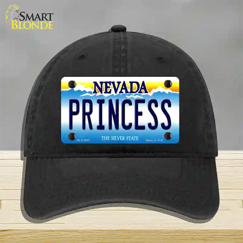 Princess Nevada Novelty License Plate Hat Unconstructed Cotton / Black