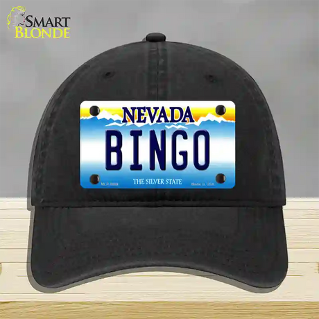 Bingo Nevada Novelty License Plate Hat Unconstructed Cotton / Black