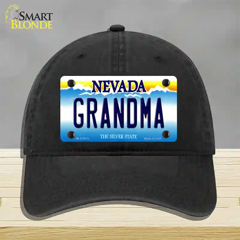 Grandma Nevada Novelty License Plate Hat Unconstructed Cotton / Black