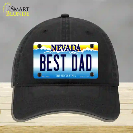 Best Dad Nevada Novelty License Plate Hat Unconstructed Cotton / Black