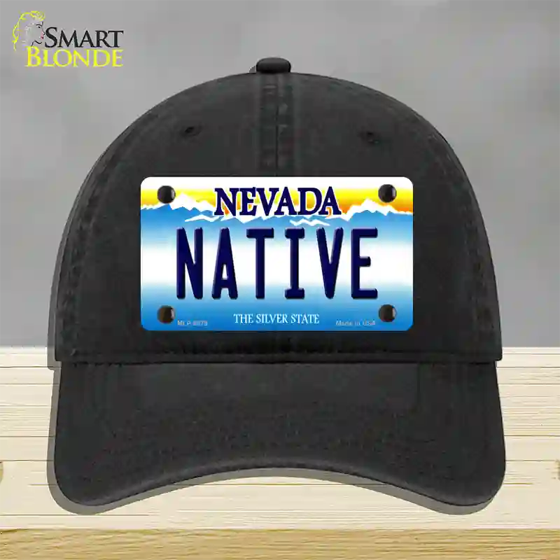 Native Nevada Novelty License Plate Hat Unconstructed Cotton / Black