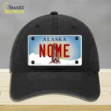 Nome Alaska State Novelty License Plate Hat Unconstructed Cotton / Black