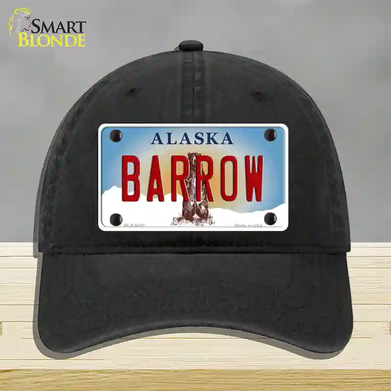 Barrow Alaska State Novelty License Plate Hat Unconstructed Cotton / Black