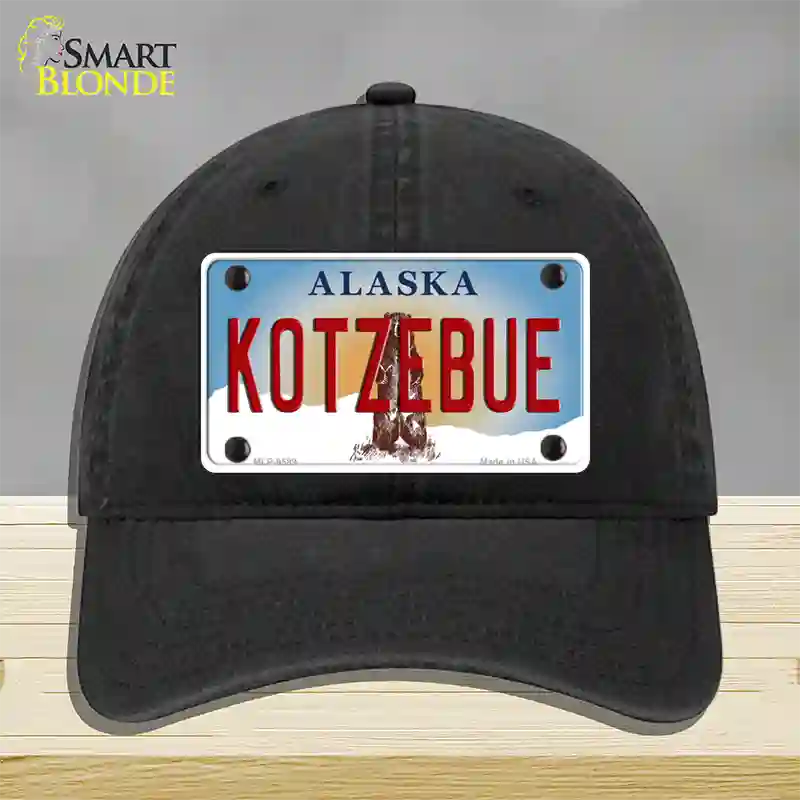 Kotzebue Alaska State Novelty License Plate Hat Unconstructed Cotton / Black