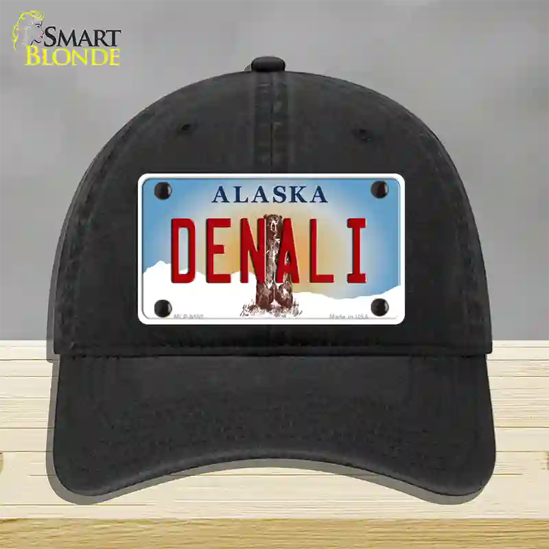 Denali Alaska State Novelty License Plate Hat Unconstructed Cotton / Black