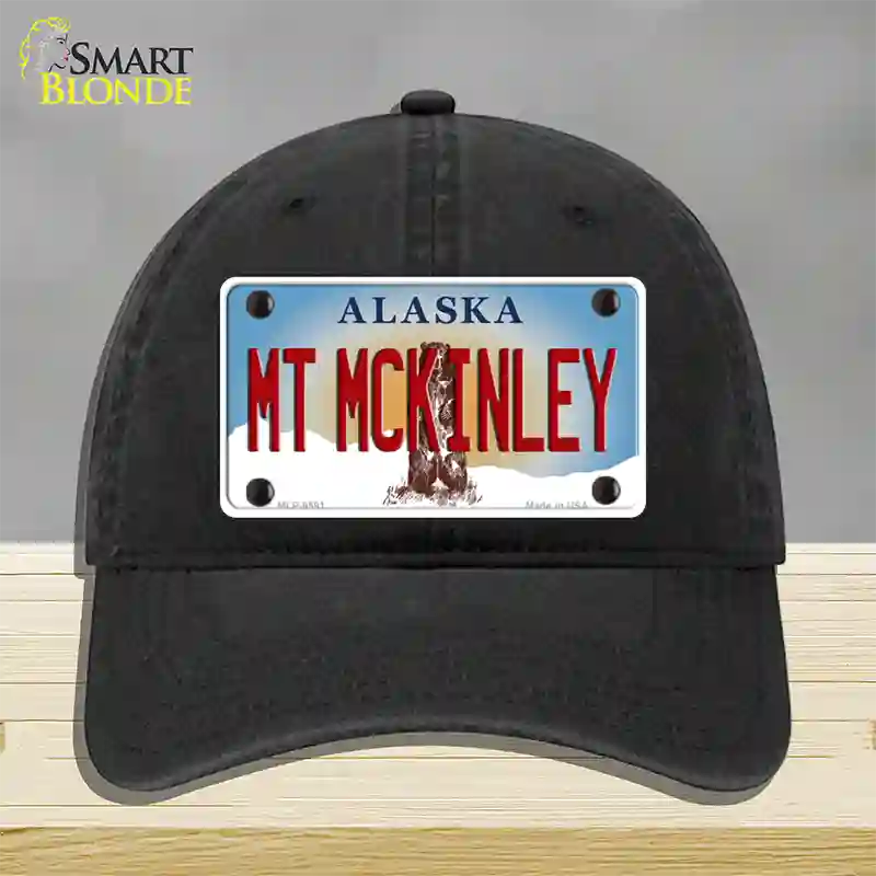 Mt McKinley Alaska State Novelty License Plate Hat Unconstructed Cotton / Black