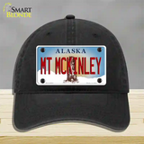 Mt McKinley Alaska State Novelty License Plate Hat Unconstructed Cotton / Black