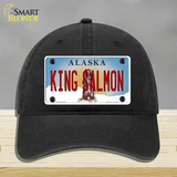 King Salmon Alaska State Novelty License Plate Hat Unconstructed Cotton / Black