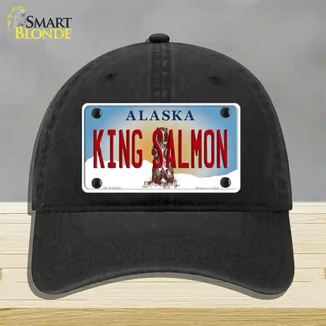 King Salmon Alaska State Novelty License Plate Hat Unconstructed Cotton / Black