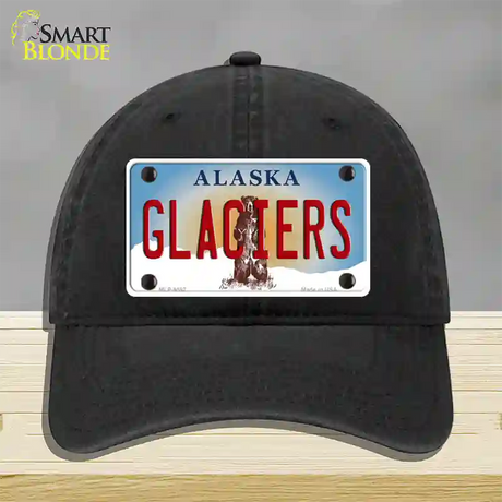 Glaciers Alaska State Novelty License Plate Hat Unconstructed Cotton / Black