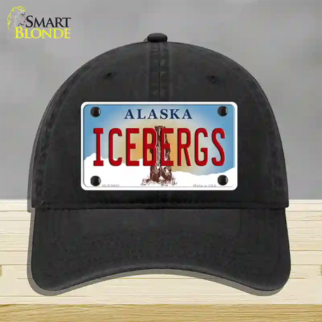 Icebergs Alaska State Novelty License Plate Hat Unconstructed Cotton / Black