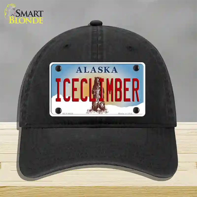 Ice Climber Alaska State Novelty License Plate Hat Unconstructed Cotton / Black