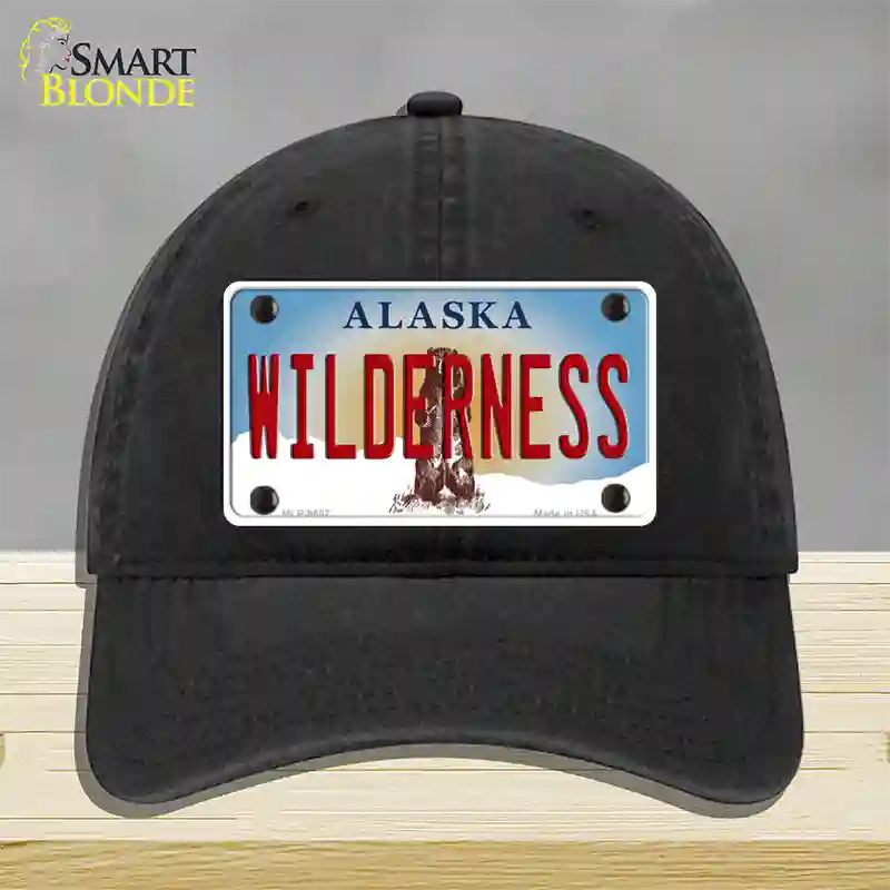 Wilderness Alaska State Novelty License Plate Hat Unconstructed Cotton / Black