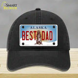 Best Dad Alaska State Novelty License Plate Hat Unconstructed Cotton / Black