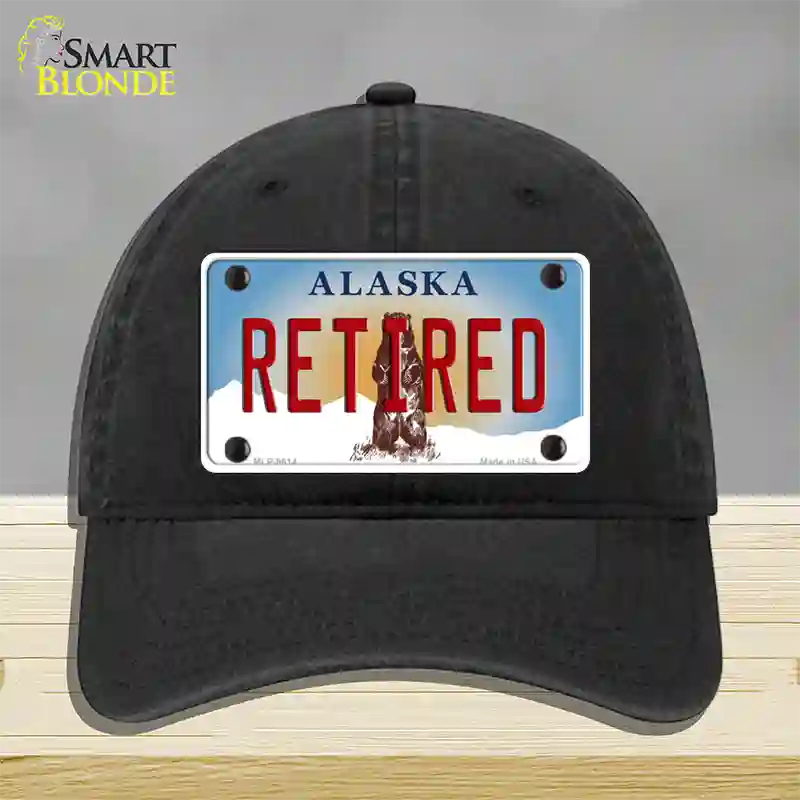 Retired Alaska State Novelty License Plate Hat Unconstructed Cotton / Black