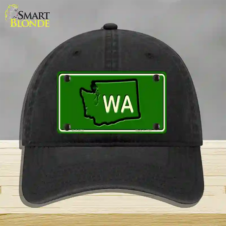 WA State Novelty License Plate Hat Unconstructed Cotton / Black