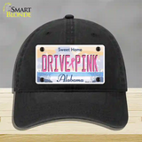 Drive Pink Alabama Novelty License Plate Hat Unconstructed Cotton / Black